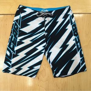 No Fear Men’s Electric Black/Blue Board Shorts - Size 38